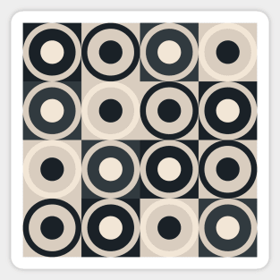 Retro Square and Circle Tile Black Cream and Slate Sticker